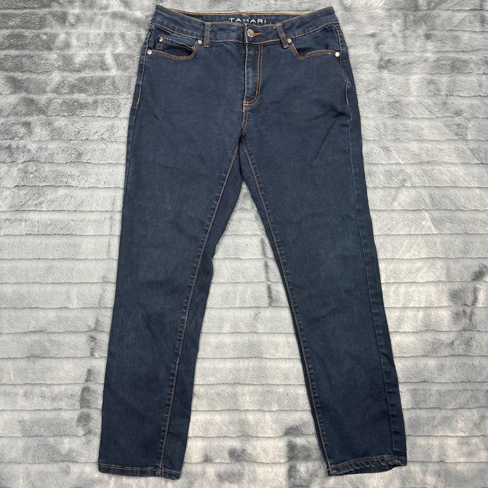 Tahari Womens Dark Wash Skinny Jeans Indigo Stretch Denim Size 8/29
